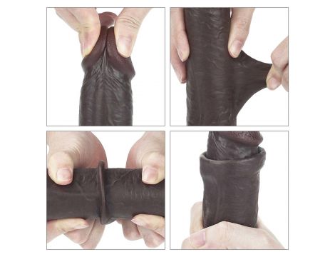 9'' Sliding Skin Dual Layer Dong - Black - 15