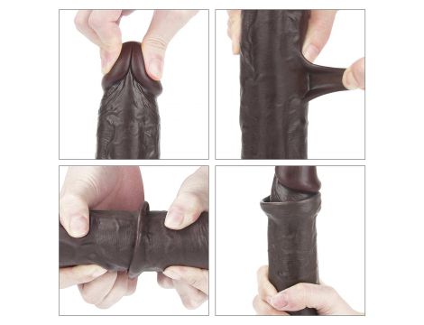 9.0'' Sliding Skin Dual Layer Dong - Black - 14