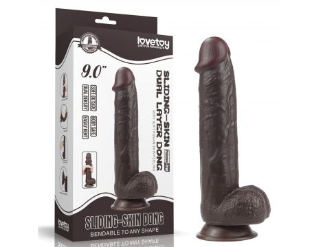 9.0'' Sliding Skin Dual Layer Dong - Black - 16