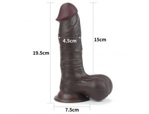 7.8'' Sliding Skin Dual Layer Dong - Whole Testicle (Black)