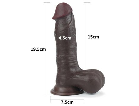 7.8'' Sliding Skin Dual Layer Dong - Whole Testicle (Black)