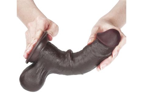 7.8'' Sliding Skin Dual Layer Dong - Whole Testicle (Black) - 2