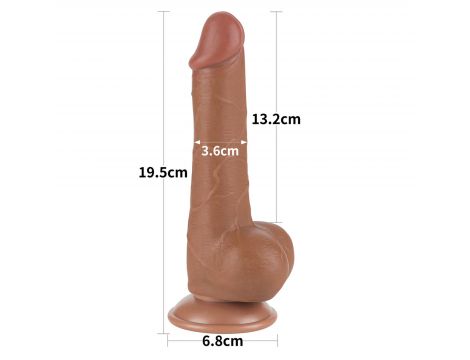 Dildo realistyczne dwuwarstwowe z przesuwającą skórą Lovetoy brązowe 19 cm - 2