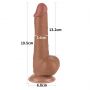 Dildo realistyczne dwuwarstwowe z przesuwającą skórą Lovetoy brązowe 19 cm - 3