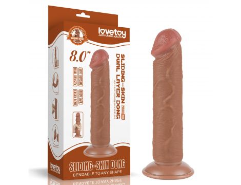 Dildo realistyczne z przesuwaną skórą Lovetoy brązowe - 2