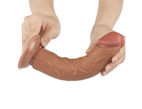 Dildo realistyczne z przesuwaną skórą Lovetoy brązowe - 3