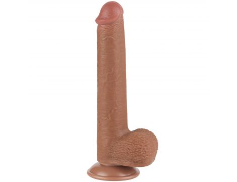 Dildo realistyczne z przesuwającą się skórą Lovetoy brązowe 23 cm - 7