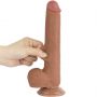 Dildo realistyczne z przesuwającą się skórą Lovetoy brązowe 23 cm - 7