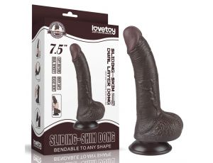 7.5'' Sliding Skin Dual Layer Dong Black