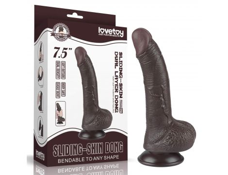 7.5'' Sliding Skin Dual Layer Dong Black