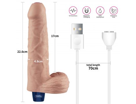 Realistyczne dildo wibrujące Lovetoy Real Softee 23 cm cieliste USB - 3