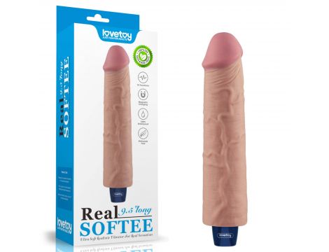 9.5" REAL SOFTEE Rechargeable TPE Vibrating Dildo(Flesh) - 2