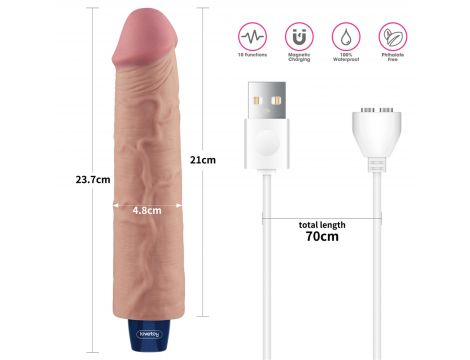 9.5" REAL SOFTEE Rechargeable TPE Vibrating Dildo(Flesh) - 4
