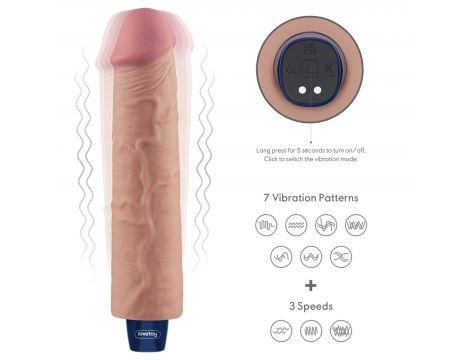 9.5" REAL SOFTEE Rechargeable TPE Vibrating Dildo(Flesh)