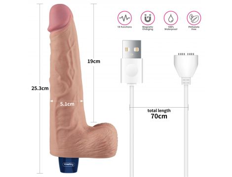10" REAL SOFTEE Rechargeable TPE Vibrating Dildo(Flesh) - 2