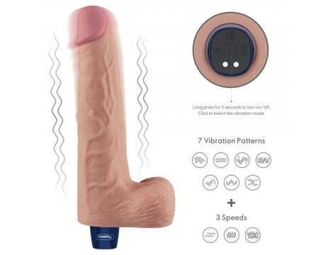 10" REAL SOFTEE Rechargeable TPE Vibrating Dildo(Flesh) - 9