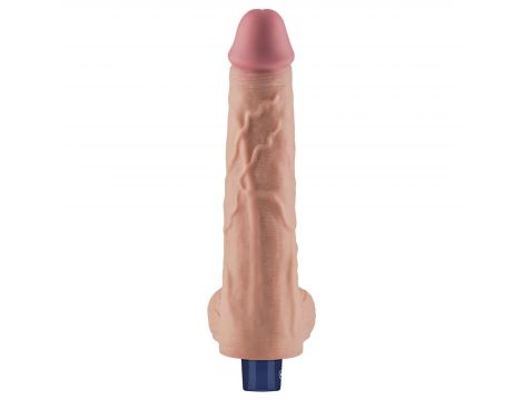 10" REAL SOFTEE Rechargeable TPE Vibrating Dildo(Flesh) - 4