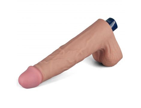 10" REAL SOFTEE Rechargeable TPE Vibrating Dildo(Flesh) - 6