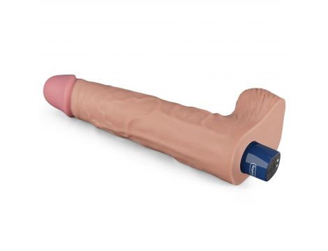 10" REAL SOFTEE Rechargeable TPE Vibrating Dildo(Flesh) - 7