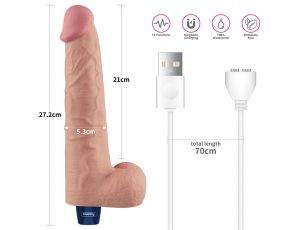 Dildo realistyczne wibrujące Lovetoy Softee TPE cieliste USB 26,5 cm