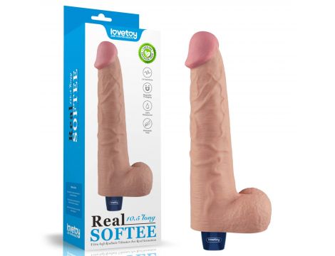 Dildo realistyczne wibrujące Lovetoy Softee TPE cieliste USB 26,5 cm - 8