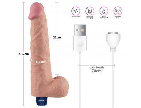 Dildo realistyczne wibrujące Lovetoy Softee TPE cieliste USB 26,5 cm