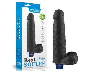 Realistyczne dildo wibrujące Lovetoy Real Softee czarne USB 23 cm