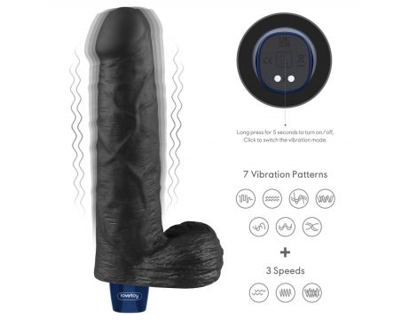 Realistyczne dildo wibrujące Lovetoy Real Softee czarne USB 23 cm - 3
