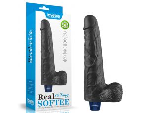 Dildo realistyczne wibrujące Lovetoy Real Softee czarne USB 25cm