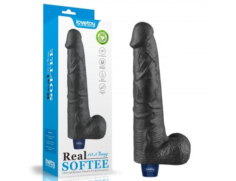 Dildo wibrujące realistyczne Lovetoy TPE czarne 27cm ładowane - 4