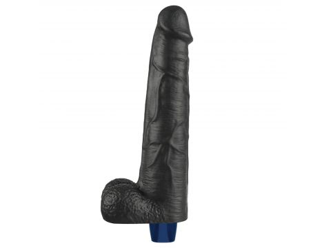 Dildo wibrujące realistyczne Lovetoy TPE czarne 27cm ładowane - 15
