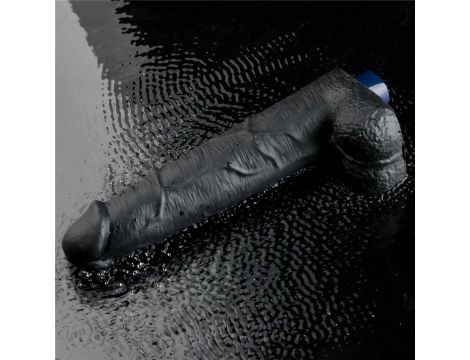 Dildo wibrujące realistyczne Lovetoy TPE czarne 27cm ładowane - 12