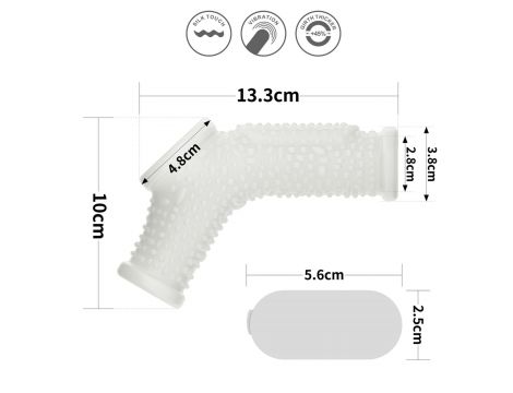 Wibrujący pierścień erekcyjny Lovetoy z rękawem mosznowym biały 13 cm