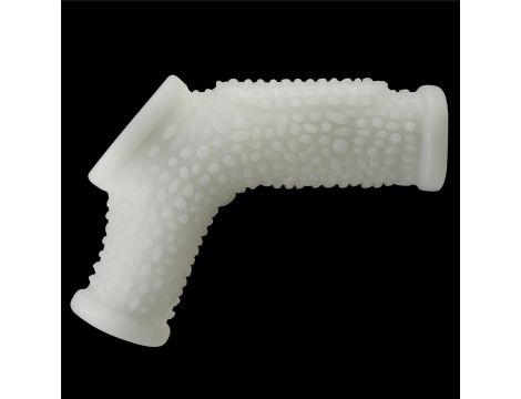 Wibrujący pierścień erekcyjny Lovetoy z rękawem mosznowym biały 13 cm - 2