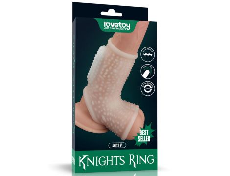 Wibrujący pierścień erekcyjny Lovetoy z rękawem mosznowym biały 13 cm - 7