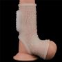 Wibrujący pierścień erekcyjny Lovetoy z rękawem mosznowym biały 13 cm - 4