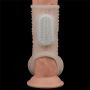 Wibrujący pierścień erekcyjny Lovetoy z rękawem mosznowym biały 13 cm - 5