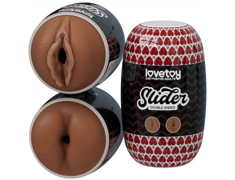 Masturbator dwustronny Lovetoy anus i pochwa brązowy TPE