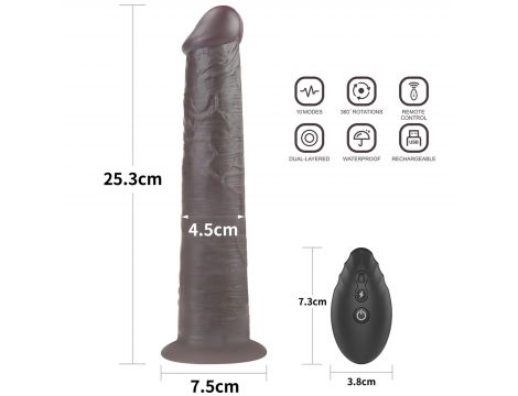 Dildo realistyczne Lovetoy dwuwarstwowe silikonowe 25 cm rotujące pilot - 5