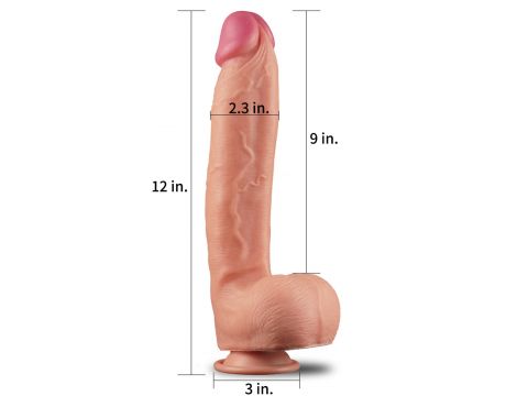 12"" Dual Layered Platinum Silicone Cock - 3