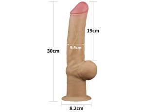 Dildo realistyczne dwuwarstwowe silikonowe z uchwytem Lovetoy 30 cm