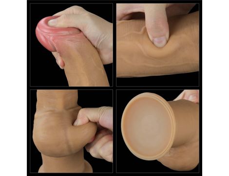 Dildo realistyczne dwuwarstwowe silikonowe z uchwytem Lovetoy 30 cm - 16