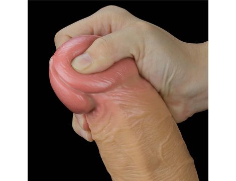Dildo realistyczne dwuwarstwowe silikonowe z uchwytem Lovetoy 32 cm - 8