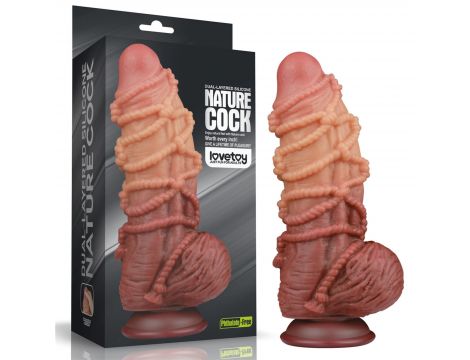 9.5'' Dual layered Platinum Silicone Cock with Rope - 3