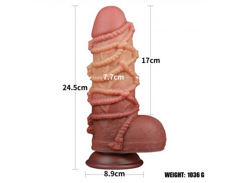 Dildo dwuwarstwowe Lovetoy silikonowe 24 cm - 4