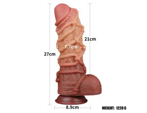 10.5'' Dual layered Platinum Silicone Cock with Rope