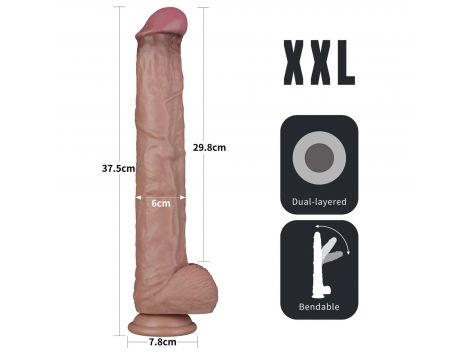 14.5'' Dual Layered Bendable Silicone Cock XXL(Flesh) - 3