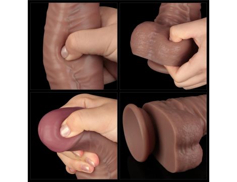16'' Dual Layered Bendable Silicone Cock XXL(Flesh) - 16
