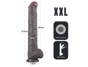 14.5'' Dual Layered Bendable Silicone Cock XXL(Black)