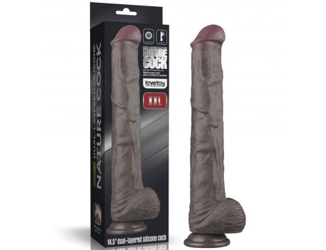 14.5'' Dual Layered Bendable Silicone Cock XXL(Black) - 2